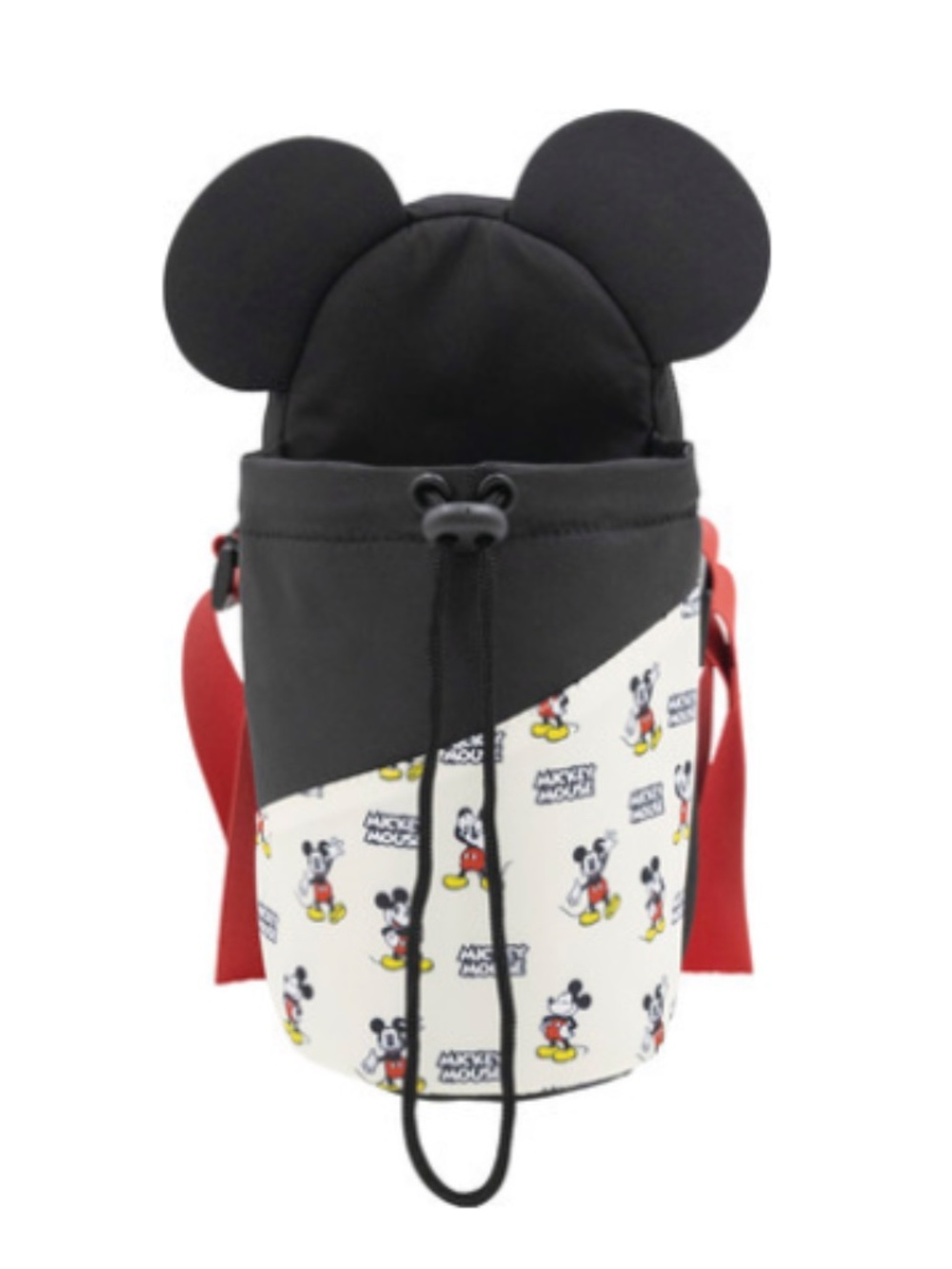 NWT Disney Water Bottle Sling Bag with Mickey Mouse Print & Red Adjustable Strap